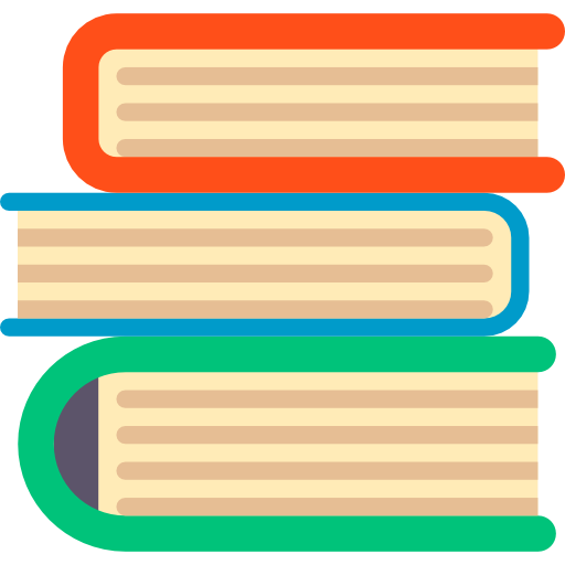 three books stacked upon each other icon